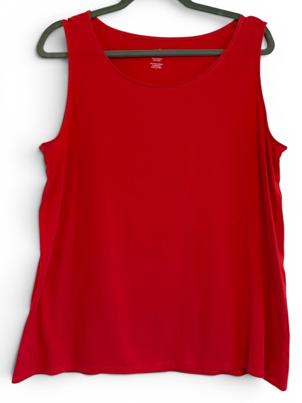 J. Jill Red Pima Stretch Knit Scoop Neck Tank Top Size L